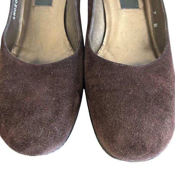 Stuart Weitzman Shoes Suede Brown Kitten Heel SZ7 Round Toe - Picture 6 of 10
